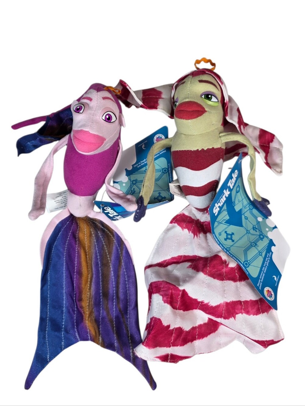 Plush Mermaid Fish Dolls - Pink & Green Striped Set